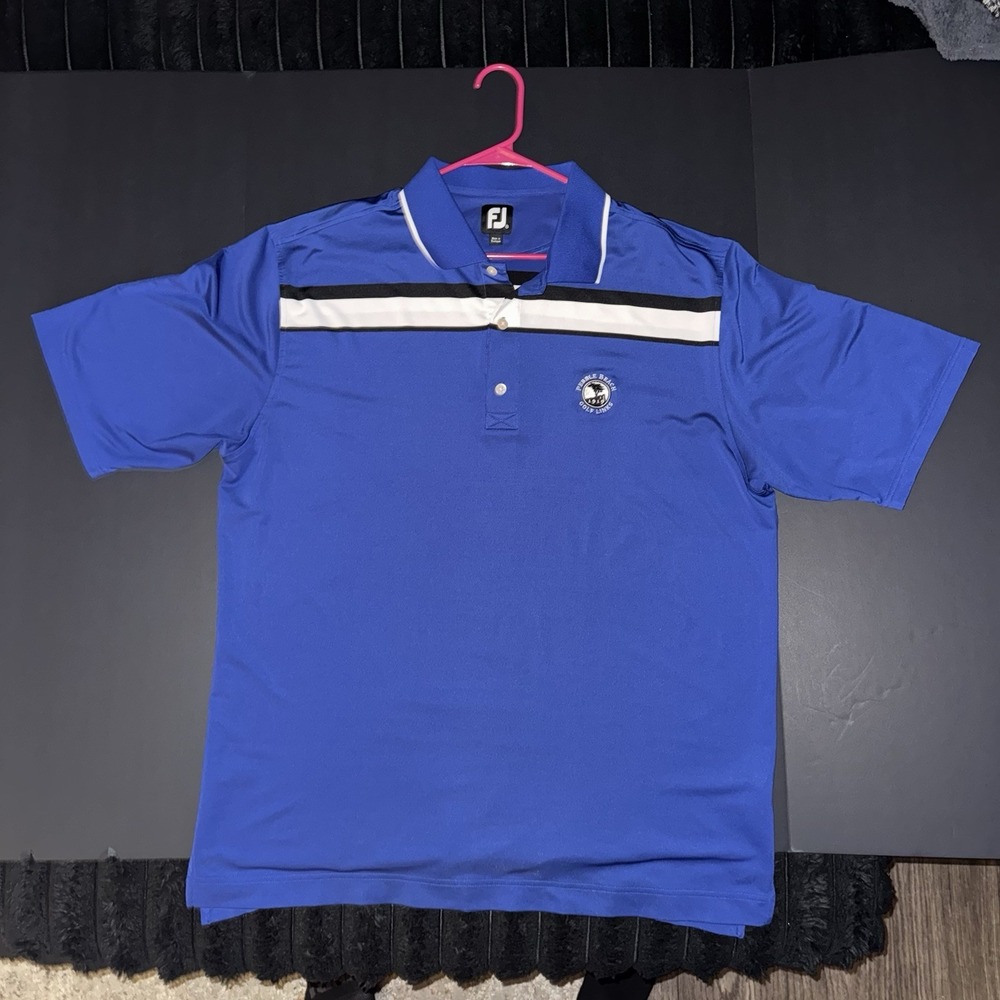 Mens XXL FootJoy Golf Polo Blue Excellent Pebble Beach Striped Performance Shirt